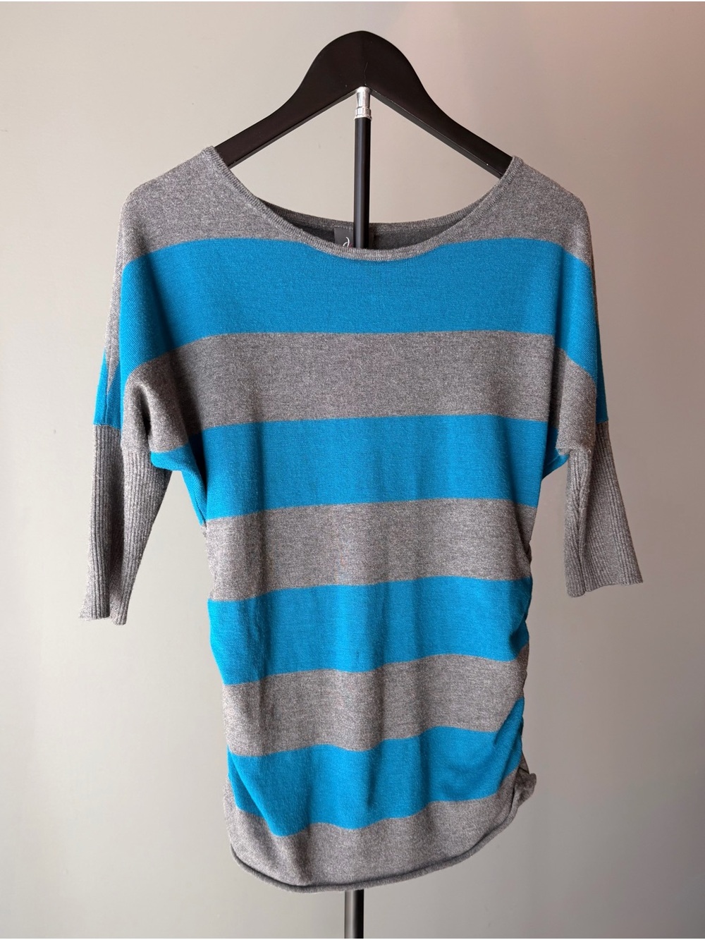 Dots Vintage Y2K Women's Medium Striped Sweater Shirt Retro Blue Gray Casual Tee - Picture 5 of 12